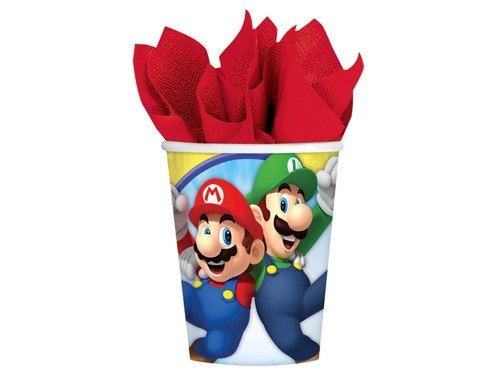 Kubeczki urodzinowe Super Mario Bros - 250 ml - 8 szt.