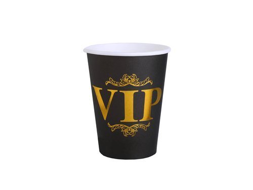 Kubeczki urodzinowe czarne VIP - 250 ml - 10 szt.