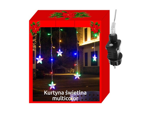 Kurtyna świetlna z lampkami LED Sople gwiazdki - multikolor - 550 cm - 1 kpl.