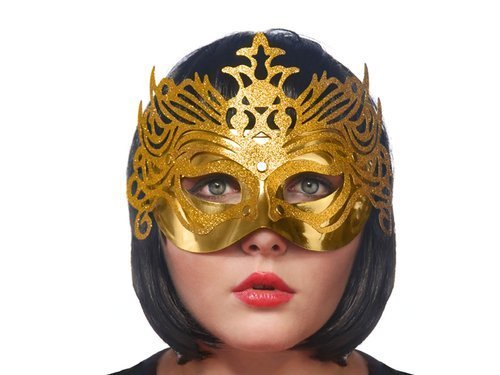Maska karnawałowa wenecka złota z ornamentem - 1 szt.