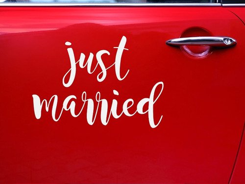 Naklejka ślubna na samochód - Just married