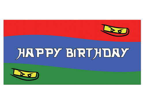 Plakat Happy Birthday Ninja - 70x33 cm