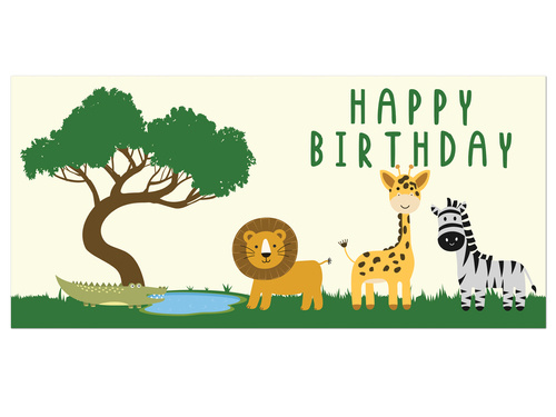 Plakat Happy Birthday Safari - 70x33 cm