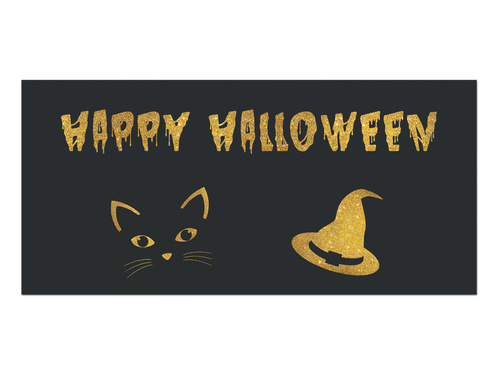 Plakat na Halloween - Czarownica i Kot - 70x33 cm