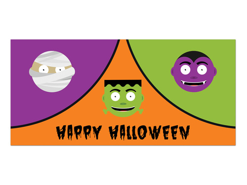 Plakat na Halloween - Potworki - 70x33 cm