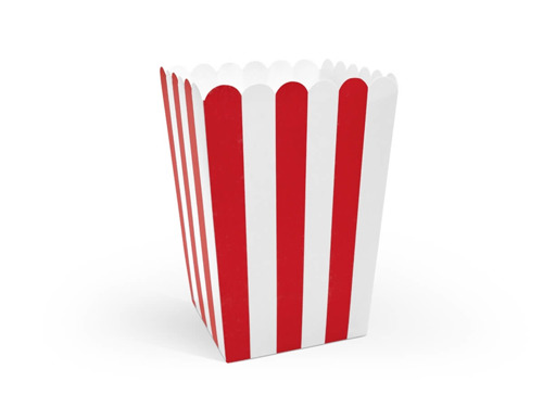 Pudełka na popcorn w biało-czerwone paski Piraci - 6 szt.