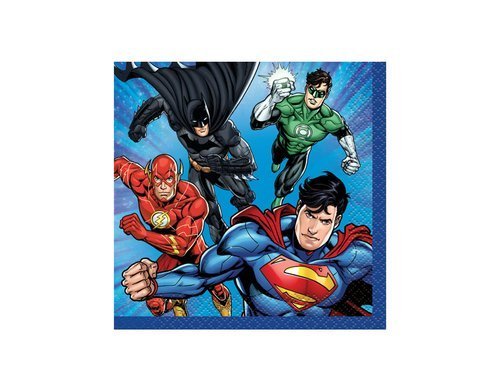 Serwetki urodzinowe Justice League - 25 cm - 16 szt.