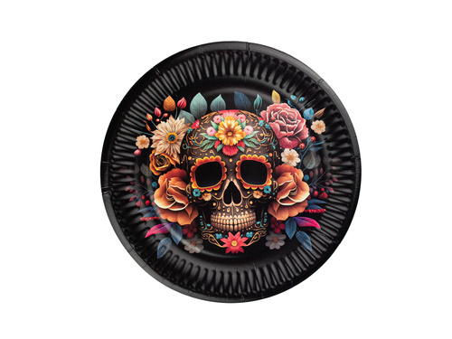 Talerzyki na Halloween Dia de los muertos - 18 cm - 6 szt.