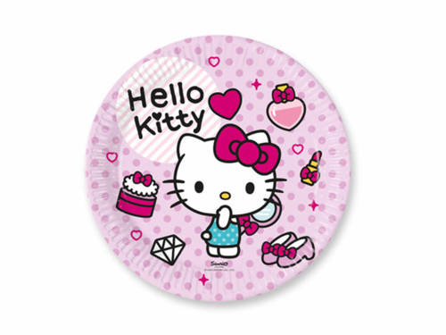 Talerzyki urodzinowe Hello Kitty - 23 cm - 8 szt.