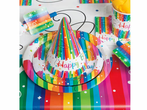 Talerzyki urodzinowe Rainbow Happy Birthday - 23 cm - 8 szt.