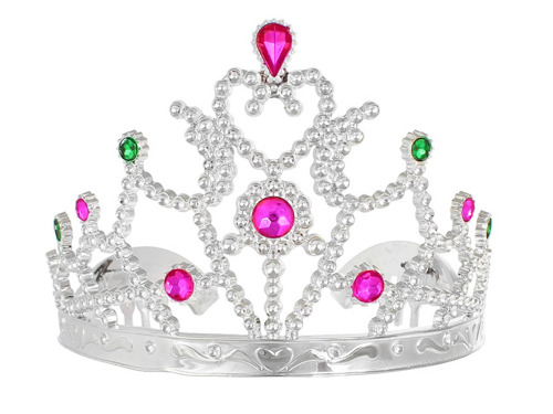 Tiara diadem księżniczki srebrny z kamykami - 1 szt..