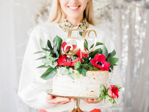 Topper na tort na pięćdziesiątkę złoty - 20,5 cm - 1 szt.