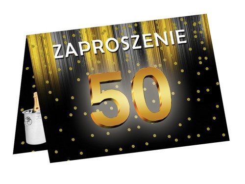 Zaproszenia z kopertą na 50-tke - 6 szt.