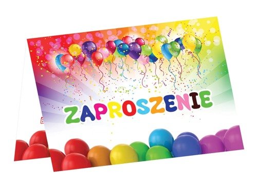 Zaproszenie urodzinowe z balonikami - 6 szt.