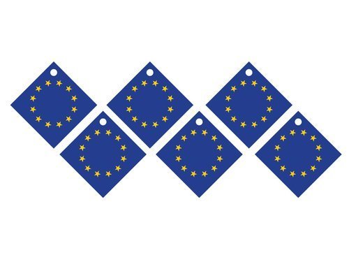 Zawieszki na butelki z wstążeczką Flaga Unii Europejskiej - 12 szt.
