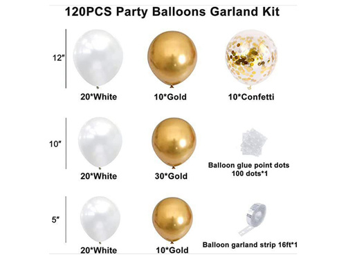 Zestaw balonów do girlandy balonowej złoty - 122 szt.