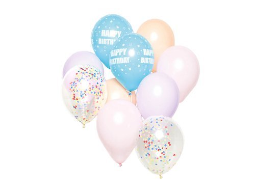 Zestaw balonów pastelowych Happy Birthday - 10 szt.