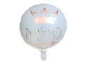 Balon foliowy Princesse z koroną biały - 45 cm - 1 szt.