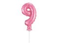 Balon foliowy cyfra 9 różowa - 13 cm