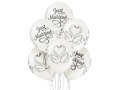 Balony metaliczne z nadrukiem weselnym Just Married - 12" - 6 szt.