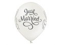 Balony metaliczne z nadrukiem weselnym Just Married - 12" - 6 szt.