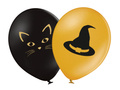 Balony z nadrukiem na Halloween - Czarownica i Kot - 37 cm - 6 szt.