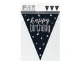 Baner flagi Happy Birthday czarny - 274 cm