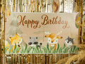 Plakat Happy Birthday Leśne Zwierzątka - 70x33 cm